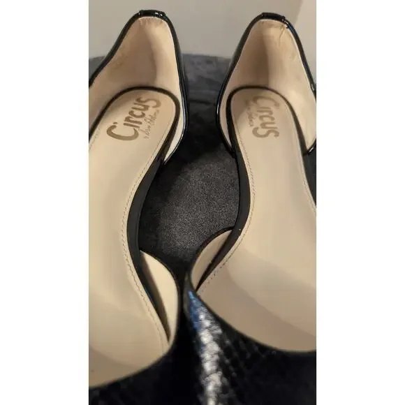 Circus by Sam Edelman Romona D'Orsay reptile scale black pointed flats 7 - Picture 7 of 7